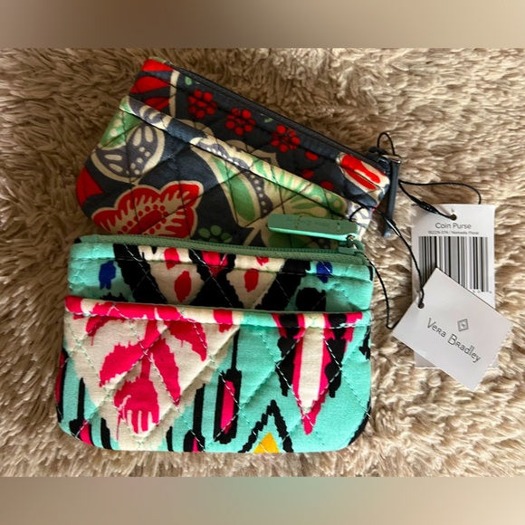 NWT Vera Bradley Nomadic Floral & Pueblo Zipper Coin Purse Quilted Fabric Wallet - Picture 1 of 9